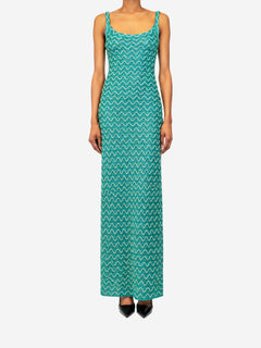 Green sequin wave knit sleeveless maxi dress - size UK 6 Dresses Missoni 