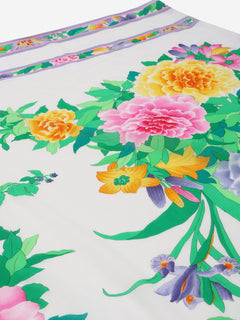 White floral printed cotton scarf Scarves Studio Leonard 