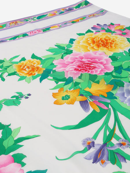 White floral printed cotton scarf alternate image