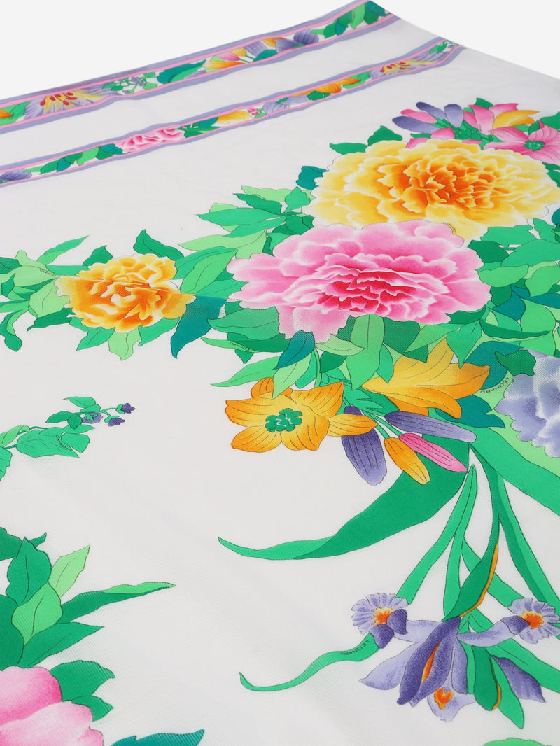 White floral printed cotton scarf Scarves Studio Leonard 