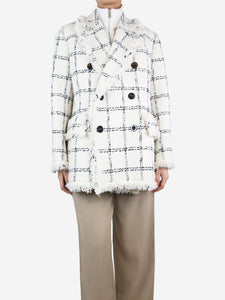 Sacai White tweed double-breasted coat - size UK 8