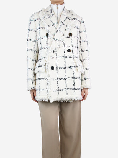 White tweed double-breasted coat - size UK 8 Coats & Jackets Sacai 