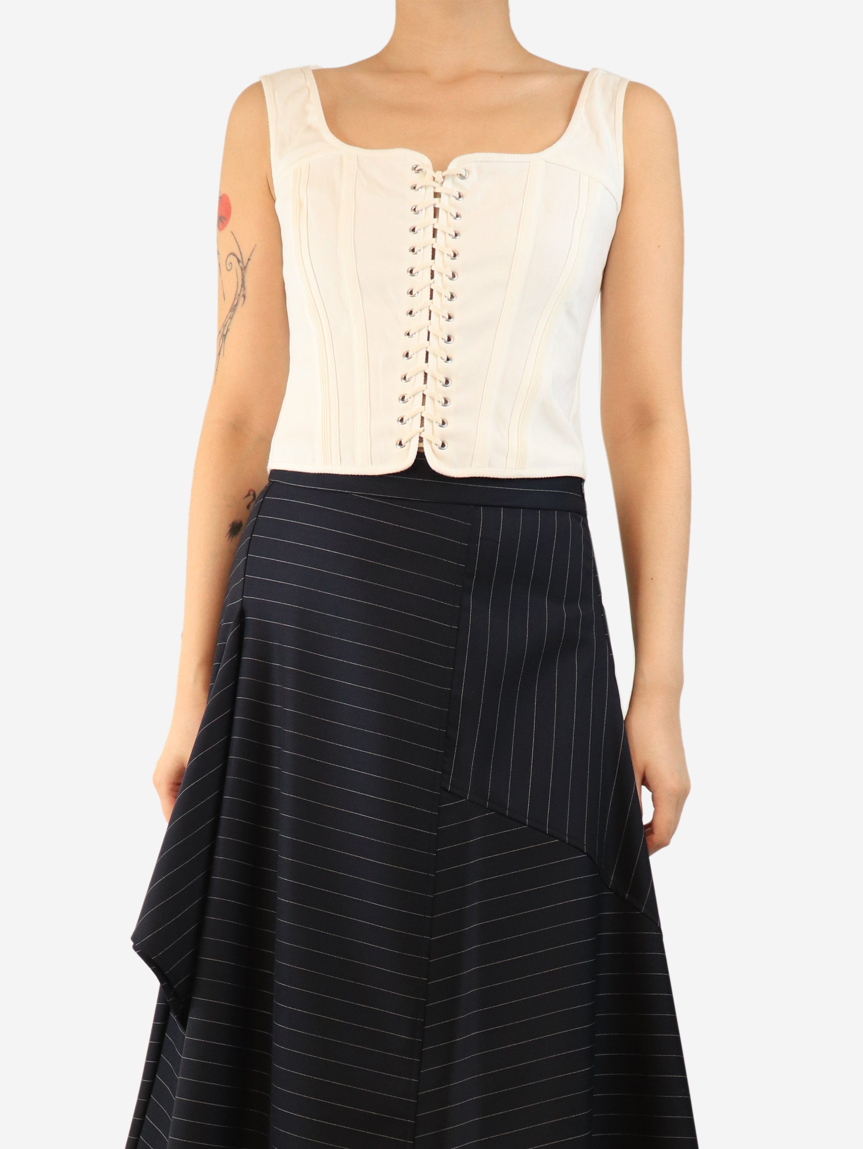 Cream lace up bustier - size UK 12 Tops Ralph Lauren 