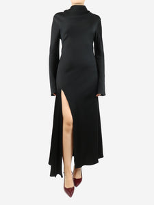 Ellery Black high-neck satin midi dress - size UK 8