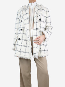 Sacai White tweed double-breasted coat - size UK 8