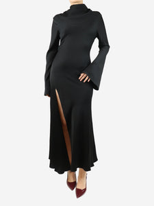 Ellery Black high-neck satin midi dress - size UK 8