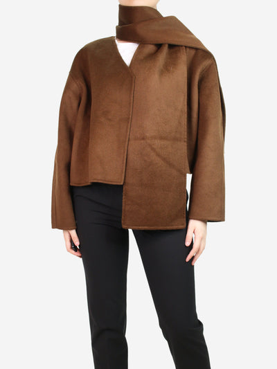 Brown cropped wool jacket and scarf set - size UK 8 Sets Marcela 