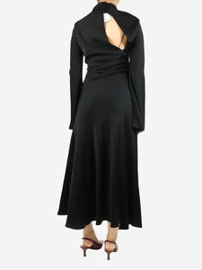 Ellery Black high-neck satin midi dress - size UK 8