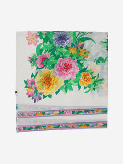 White floral printed cotton scarf Scarves Studio Leonard 