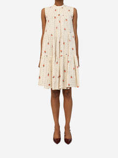 Cream sleeveless flower detail mini dress - size UK 10 Dresses Chloe 