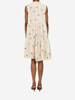 Cream sleeveless flower detail mini dress - size UK 10 Dresses Chloe 