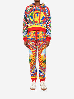 Multicolour Carretto print hoodie and jogging trousers set - size UK 8/10 Sets Dolce & Gabbana 