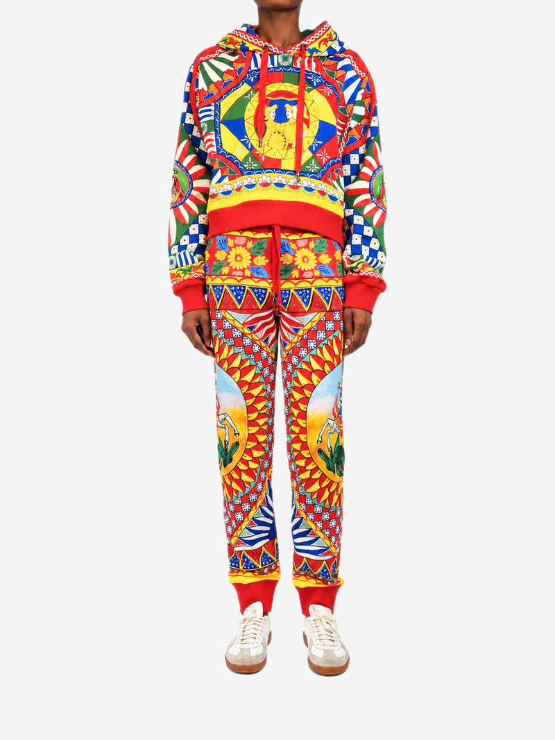 Multicolour Carretto print hoodie and jogging trousers set - size UK 8/10 Sets Dolce & Gabbana 