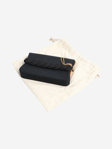 DESTREE Black crepe clutch bag with braided passementerie