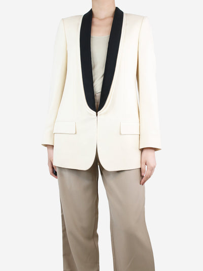 Cream contrast-trimmed jacket - size UK 12