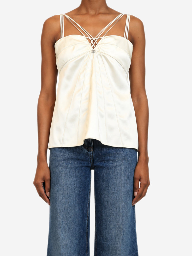 Cream silk satin camisole top - size UK 8 Tops Chanel 