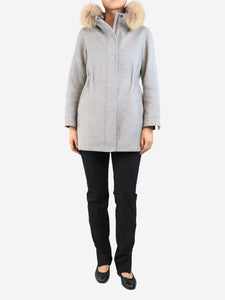 Weekend Max Mara Grey hooded wool coat - size UK 8