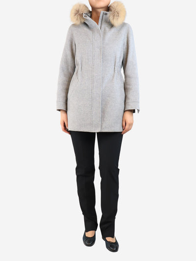Grey hooded wool coat - size UK 8 Coats & Jackets Weekend Max Mara 
