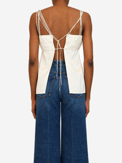 Cream silk satin camisole top - size UK 8 Tops Chanel 