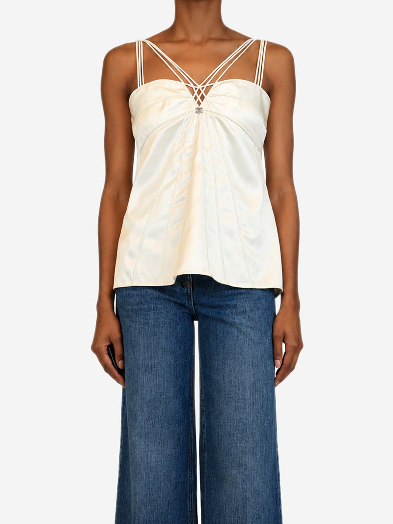Cream silk satin camisole top - size UK 8 Tops Chanel 