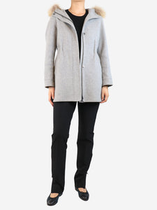 Weekend Max Mara Grey hooded wool coat - size UK 8