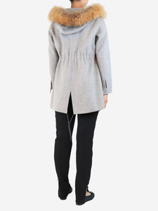 Weekend Max Mara Grey hooded wool coat - size UK 8