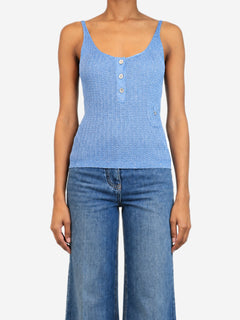 Blue lurex knit tank top - size UK 12 Tops Chanel 
