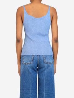 Blue lurex knit tank top - size UK 12 Tops Chanel 