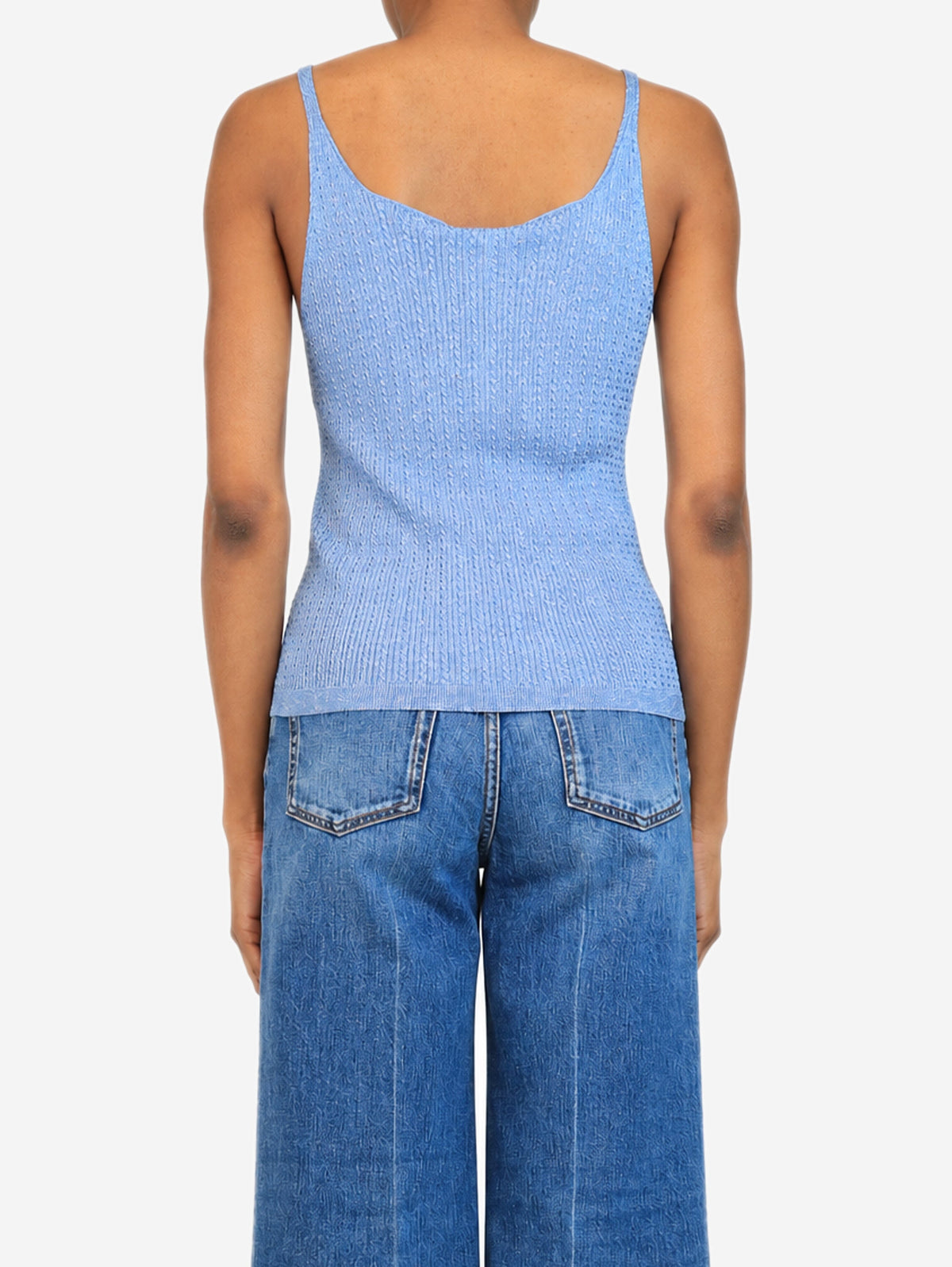 Blue lurex knit tank top - size UK 12 Tops Chanel 