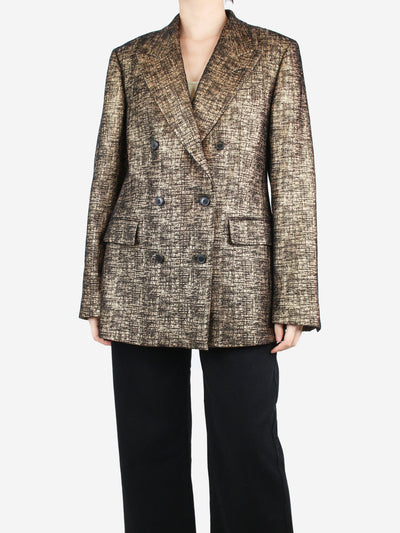 Gold and black double-breasted lurex blazer - size UK 10 Coats & Jackets Dries Van Noten 