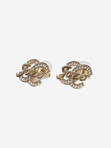 Gold CC forever stud earrings alternate image