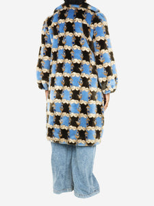 Shrimps Blue printed Hendrick faux-fur coat - size UK 14