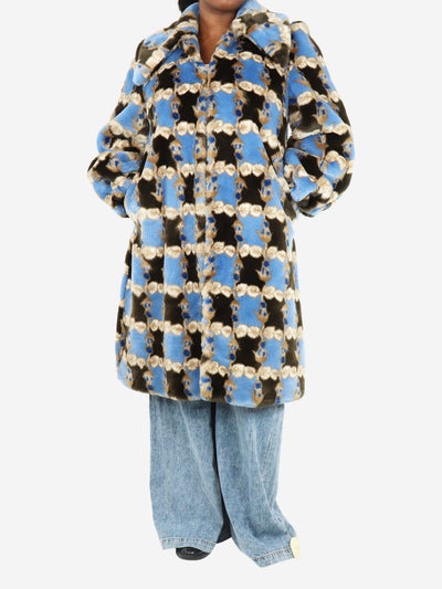 Blue printed Hendrick faux-fur coat - size UK 14 Coats & Jackets Shrimps 