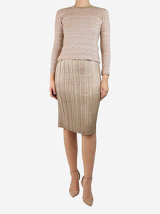 Issey Miyake Neutral pleated midi skirt - size