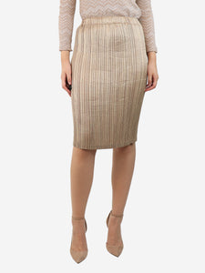 Issey Miyake Neutral pleated midi skirt - size
