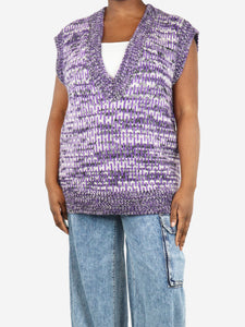 Ganni Purple intarsia jumper vest - size M