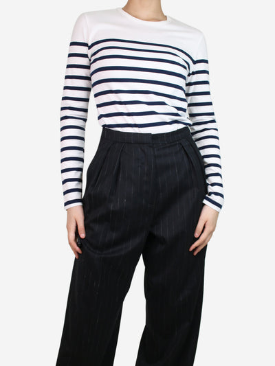 Navy Blue and white striped top - size L Tops Jean Paul Gaultier 
