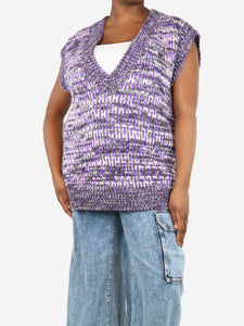 Ganni Purple intarsia jumper vest - size M