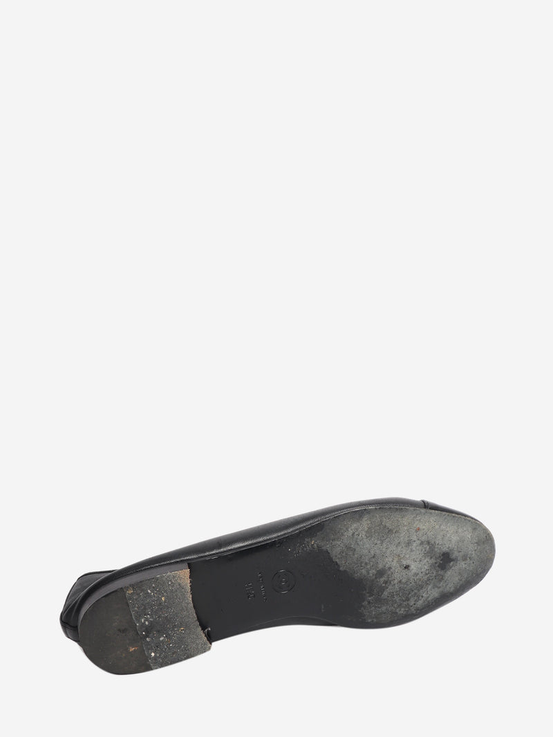 Black leather ballet flats - size EU 41.5 Flat Shoes Chanel 
