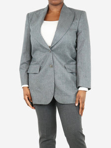 Stella McCartney Grey padded-shoulder wool blazer - size UK 14