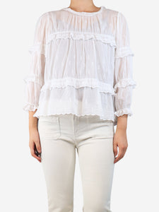Isabel marant Etoile Isabel marant Etoile White sheer embroidered blouse - size UK 8