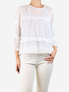 Isabel marant Etoile Isabel marant Etoile White sheer embroidered blouse - size UK 8