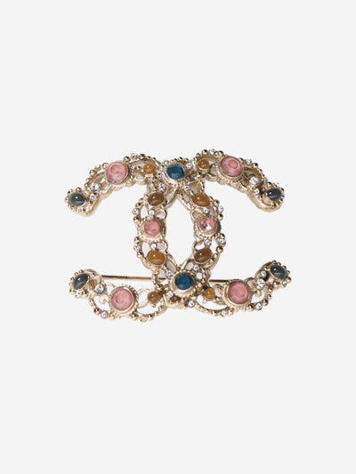 Silver CC rhinestone brooch Brooches Chanel 