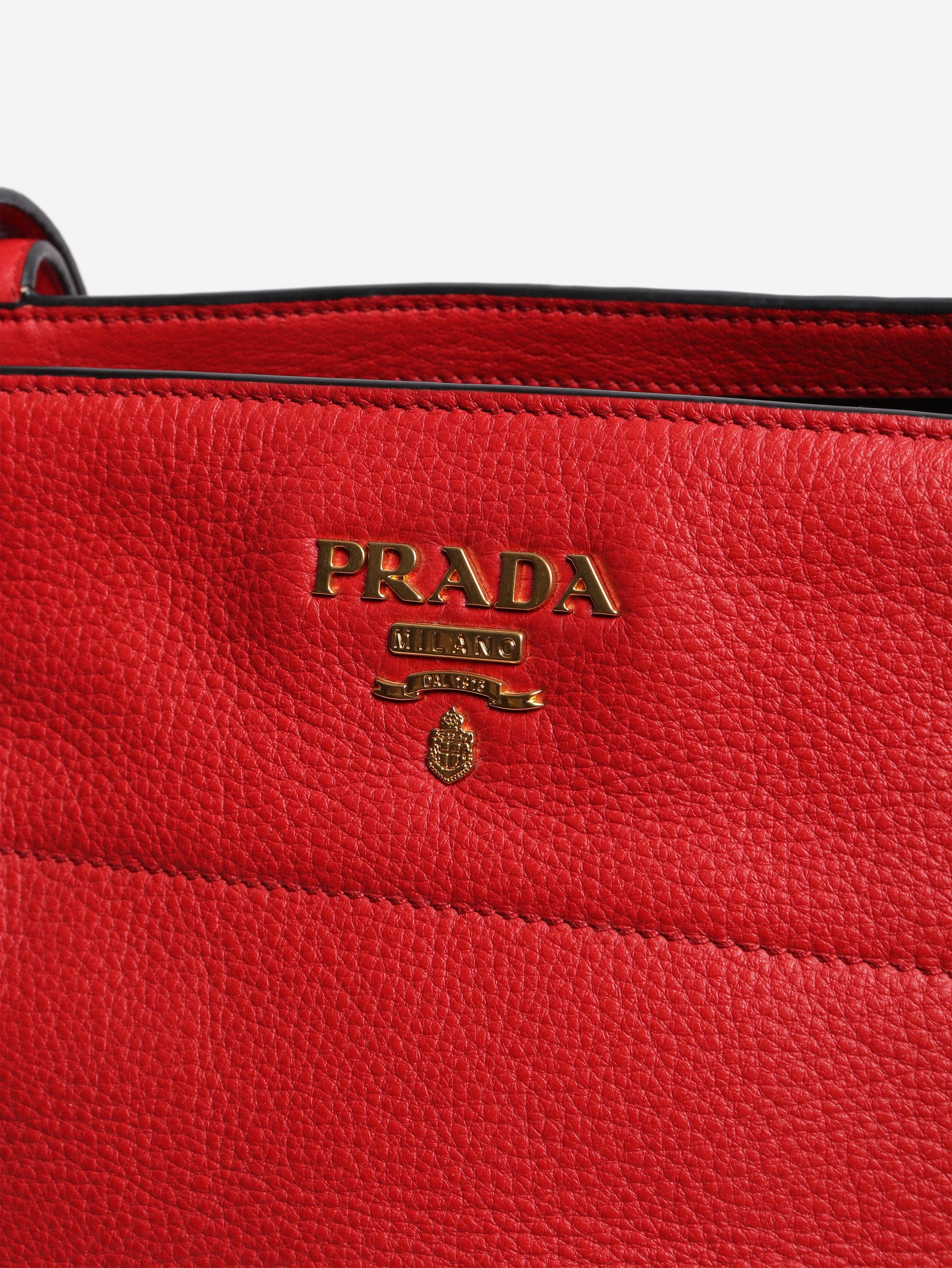 Red leather top handle bag Top Handle Bags Prada 