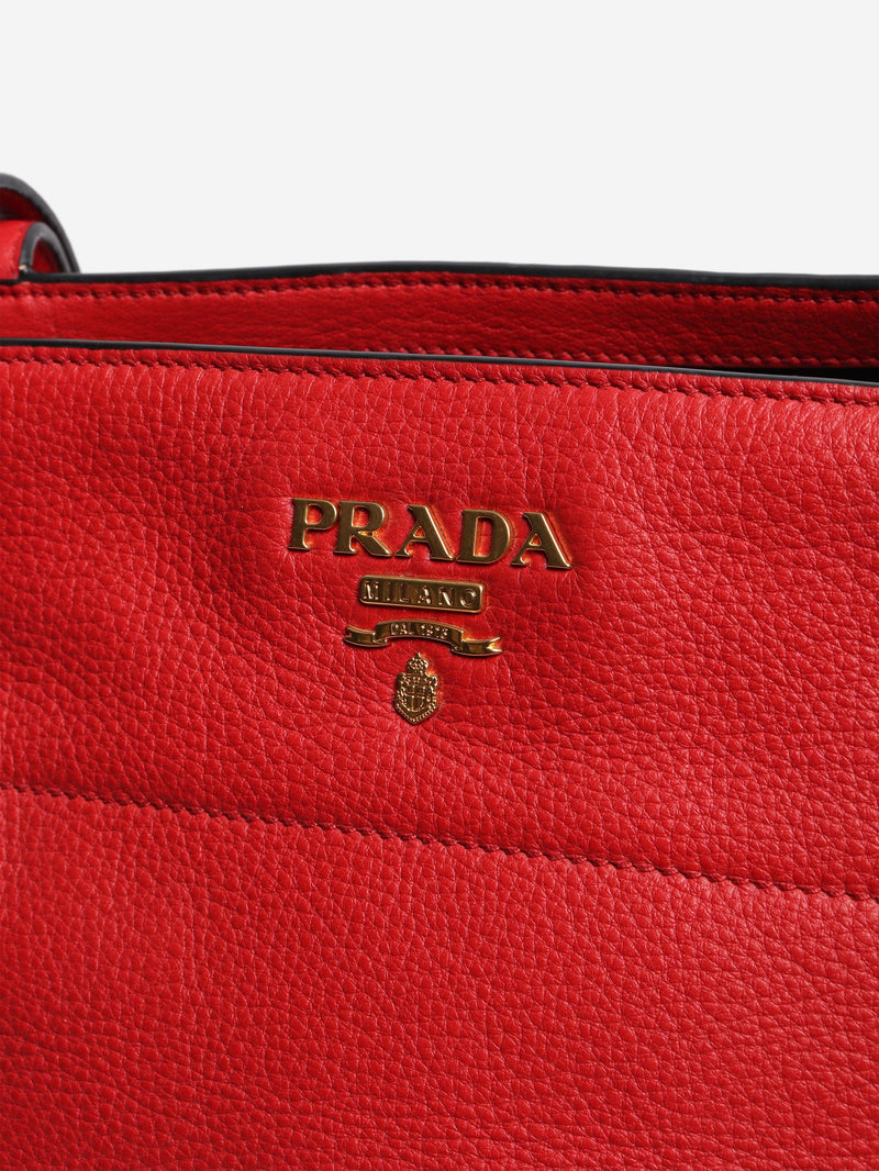 Red leather top handle bag Top Handle Bags Prada 