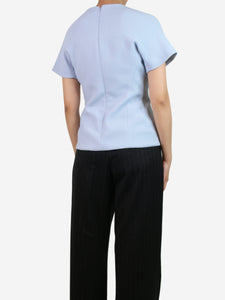 Emilia Wickstead Pale blue short-sleeved crepe blouse - size UK 12