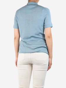 Hermes Light blue polo knit top - size L