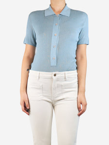 Hermes Light blue polo knit top - size L