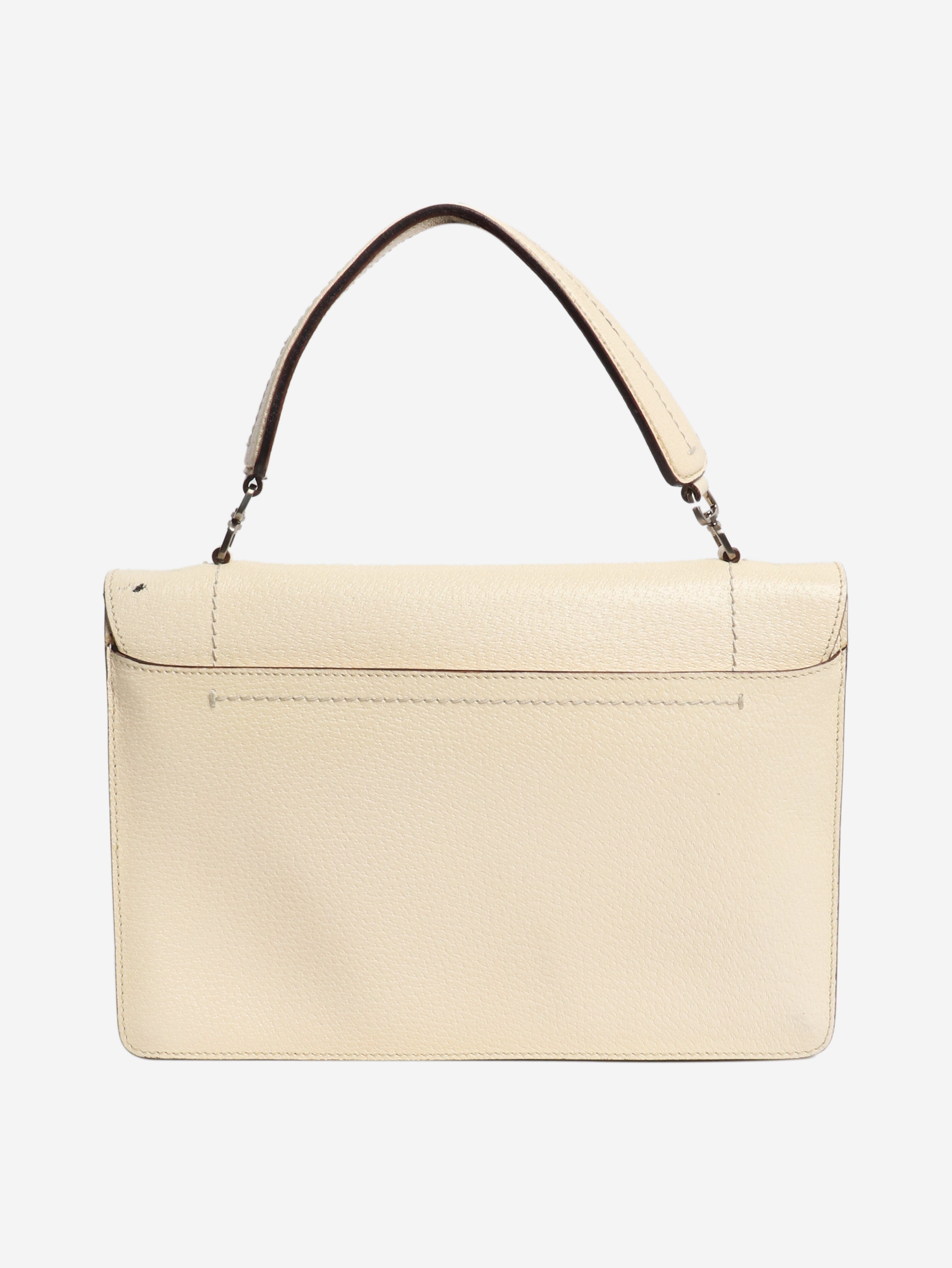 Cream leather top handle bag Shoulder bags Prada 