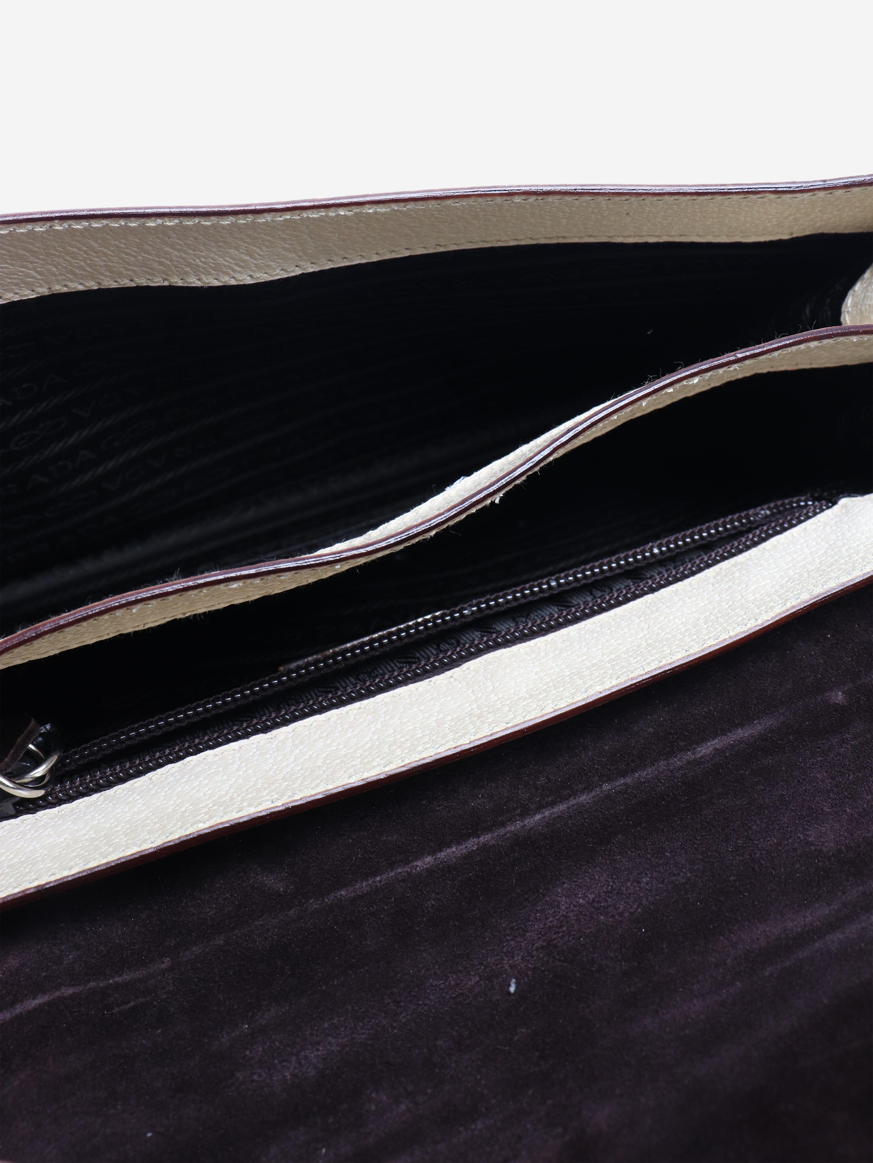 Cream leather top handle bag Shoulder bags Prada 